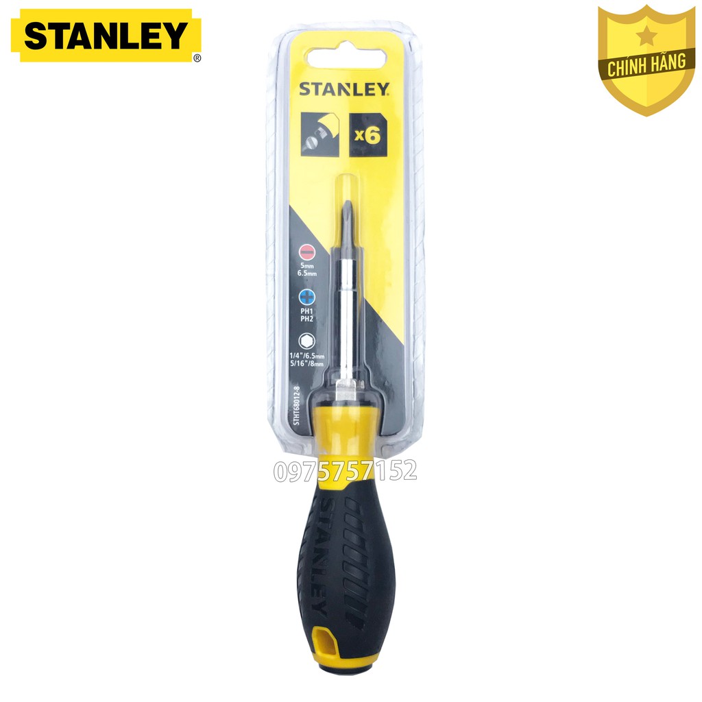 Tô vít đa năng đổi đầu Stanley 6 trong 1,  4 mũi vít có từ tính cao, thao tác linh hoạt, tay cầm chắc chắn