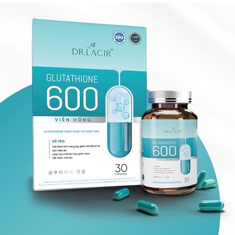 (CHÍNH HÃNG 2024) Glutathion 600mg giúp trắng da,giảm thâm nám và chống lão hoá ,lọ 30v