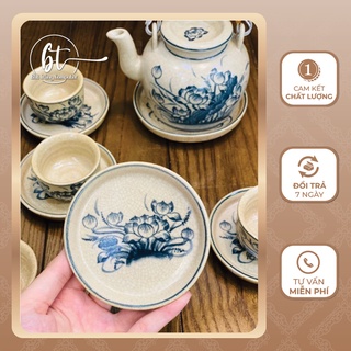Bộ ấm chén Bát Tràng sen lõm men rạn cổ - BT035