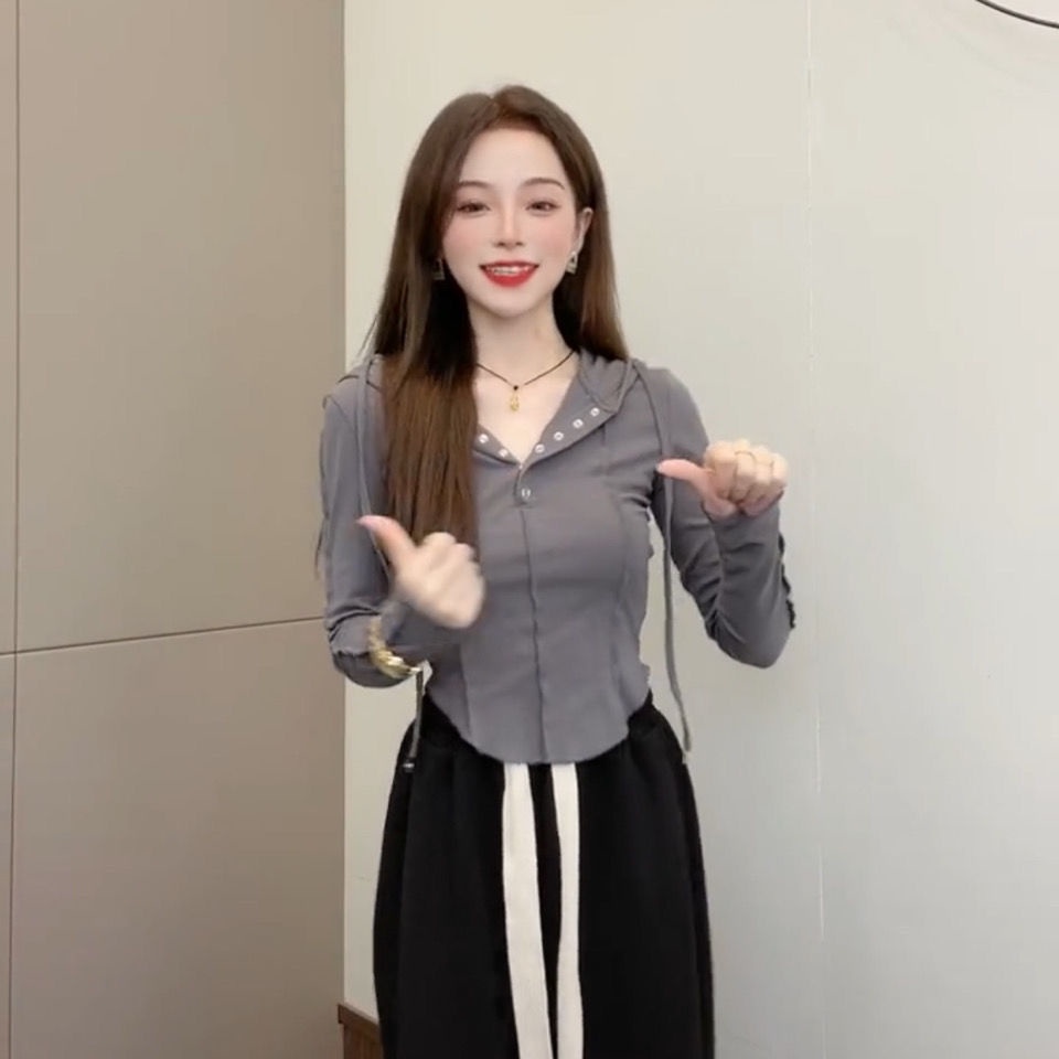 Áo hoodie COZOKC tay dài dáng ôm thời trang dành cho nữ