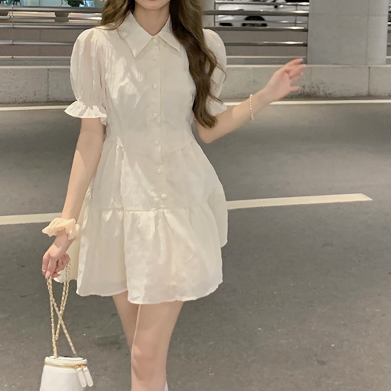 44769 Đầm chữ A lưng cao kiểu xếp ly thời trang mới mẻ cho nữ