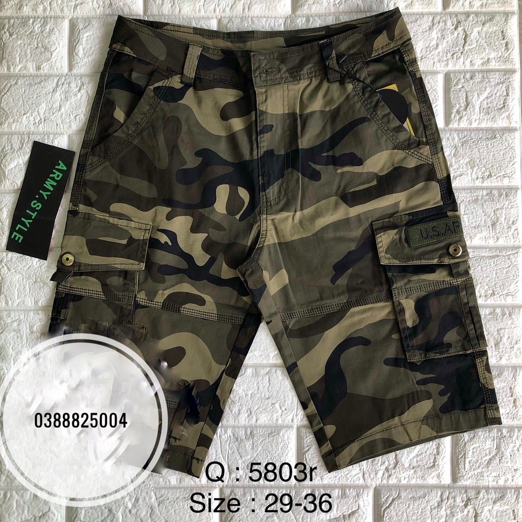 Quần short nam túi hộp rằn ri lính hàng nhập..Quần short nam túi hộp kaki cao cấp rằn ri lính