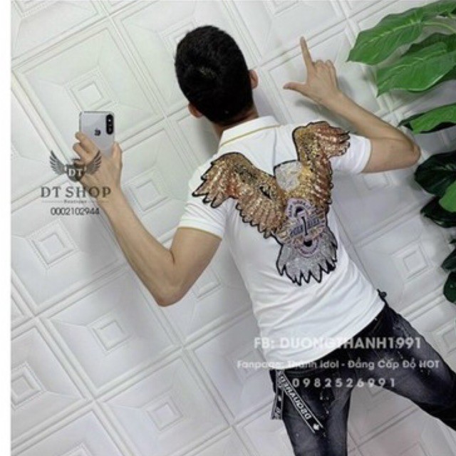 polo nam đại bàng thêu cườm cực chất hàng nhập khẩu