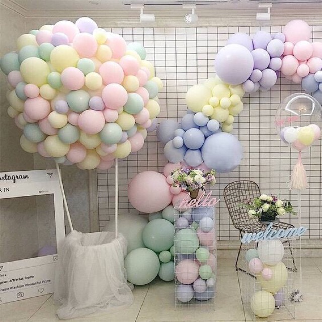 ( Size 25cm) Set 50 Bóng Màu Pastel Trang Trí Sinh Nhật, Đám Cưới, Khai Trương, Decor