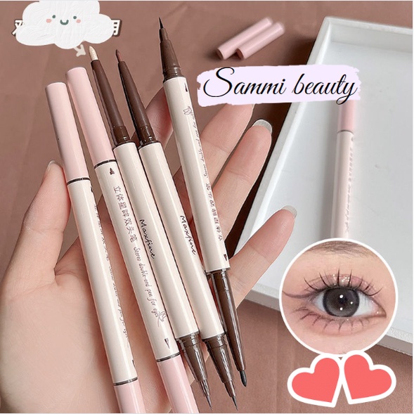 Bút kẻ mắt Maxfine, bút kẻ mắt 2 đầu không trôi vẽ bọng mắt eyeliner đen nâu nhũ bạc D40 Sammi beauty | BigBuy360 - bigbuy360.vn