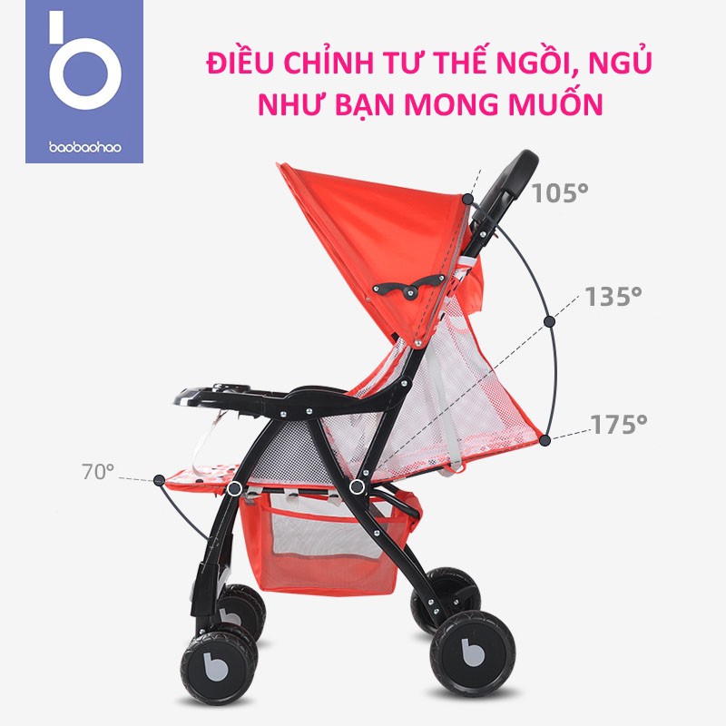 [FRESHIP] Xe đẩy cho bé gấp gọn Baobaohao 722C có nhiều tư thế - Xe đẩy em bé cao cấp DC022
