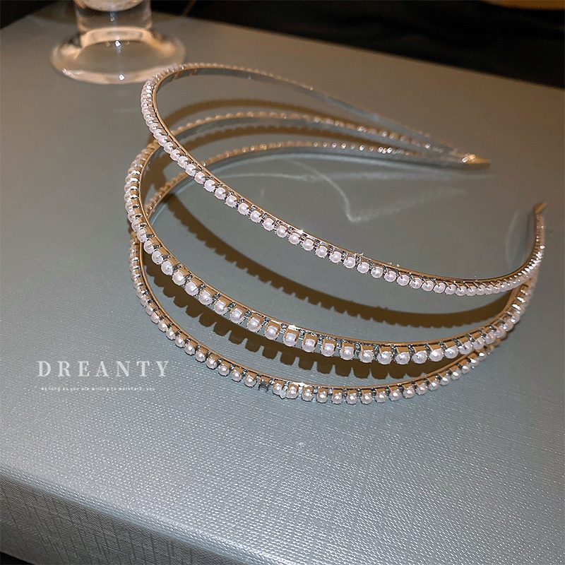 Băng Đô Nhiều Lớp Đính Ngọc Trai Nhân Tạo Thời Trang Cao Cấp