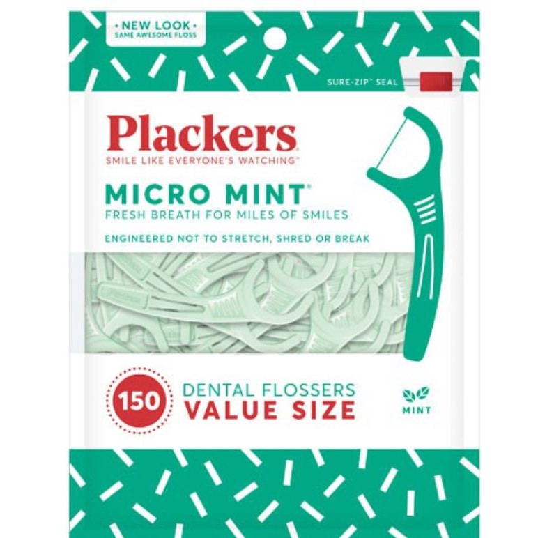 Chỉ nha khoa Plackers Micro Mint Dental Flossers, 150 cái
