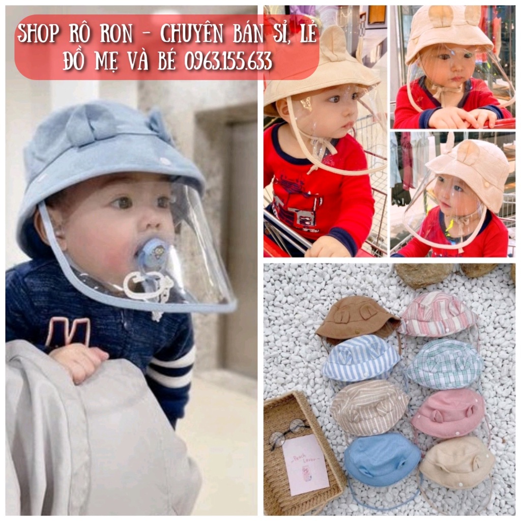 Mũ chống giọt bắn cho bé 0-24m - Mũ nón vành tròn kèm tấm chắn giọt bắn, chống bụi - Shoproron