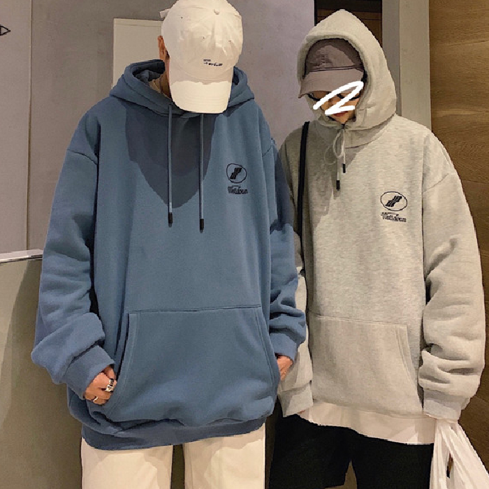 Áo hoodie vải lông cừu dày size rộng màu trơn thời trang xuân thu dành cho học sinh