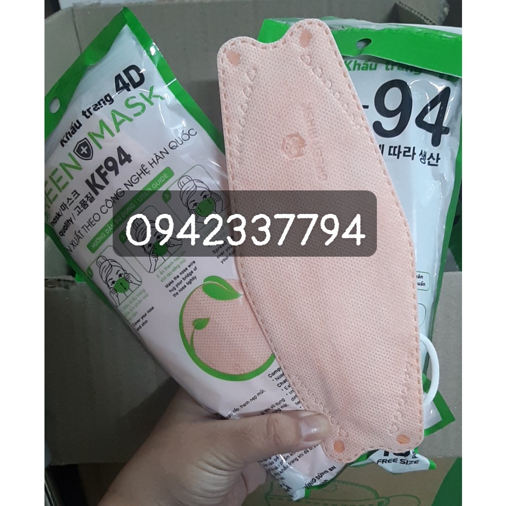 1 thùng 300 khẩu trang y tế 4D KF94 con cá màu cam hiệu GREENMASK
