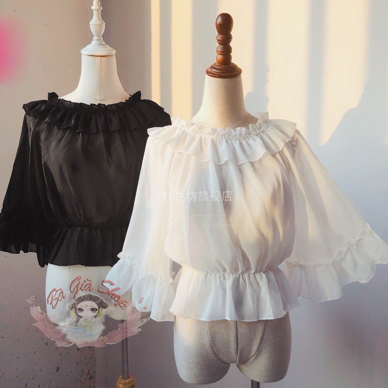 Áo voan ren áo blouse trắng/ đen