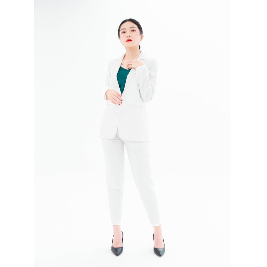 Áo vest nữ blazer KHÀN áo khoác blazer vest nữ trắng tà bầu công sở tay dài 1 lớp phong cách Hàn Quốc | BigBuy360 - bigbuy360.vn