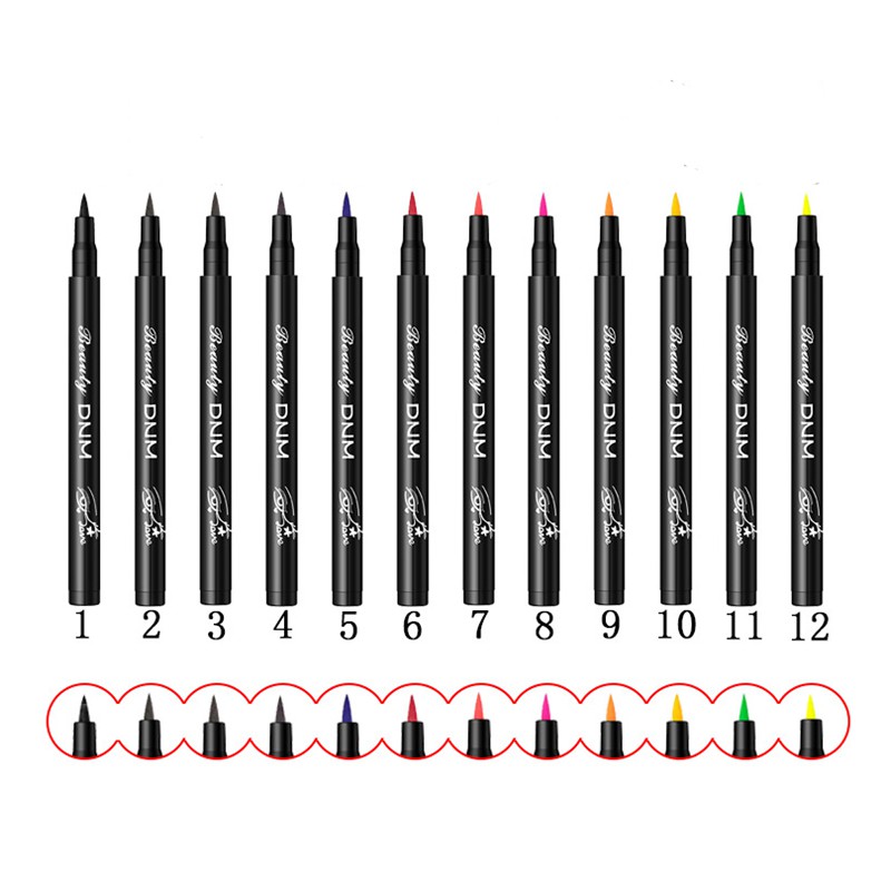 Bút kẻ mắt DNM 12 màu không thấm nước 12 colors Eyeliner Waterproof Lying Silkworm Pen Quick-drying Natural