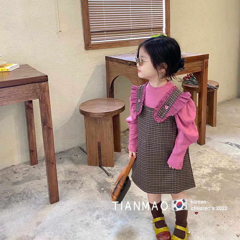 Set Đồ Mùa Thu 2 Món Gồm Áo Hai Dây Và Váy Phong Cách Hàn Quốc Hợp Thời Trang Cho Bé Gái