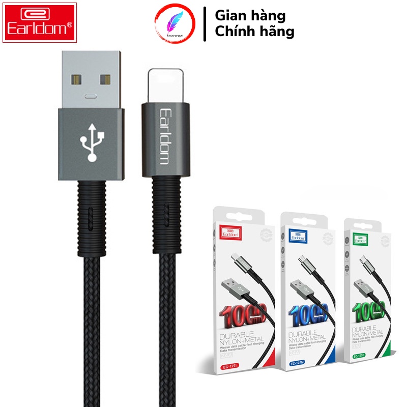 Dây Cáp Sạc Nhanh I.P Micro Type C Earldom EC-127 2.4A Chính Hãng Bảo hành 12 Tháng 1 Đổi 1 Miễn Phí