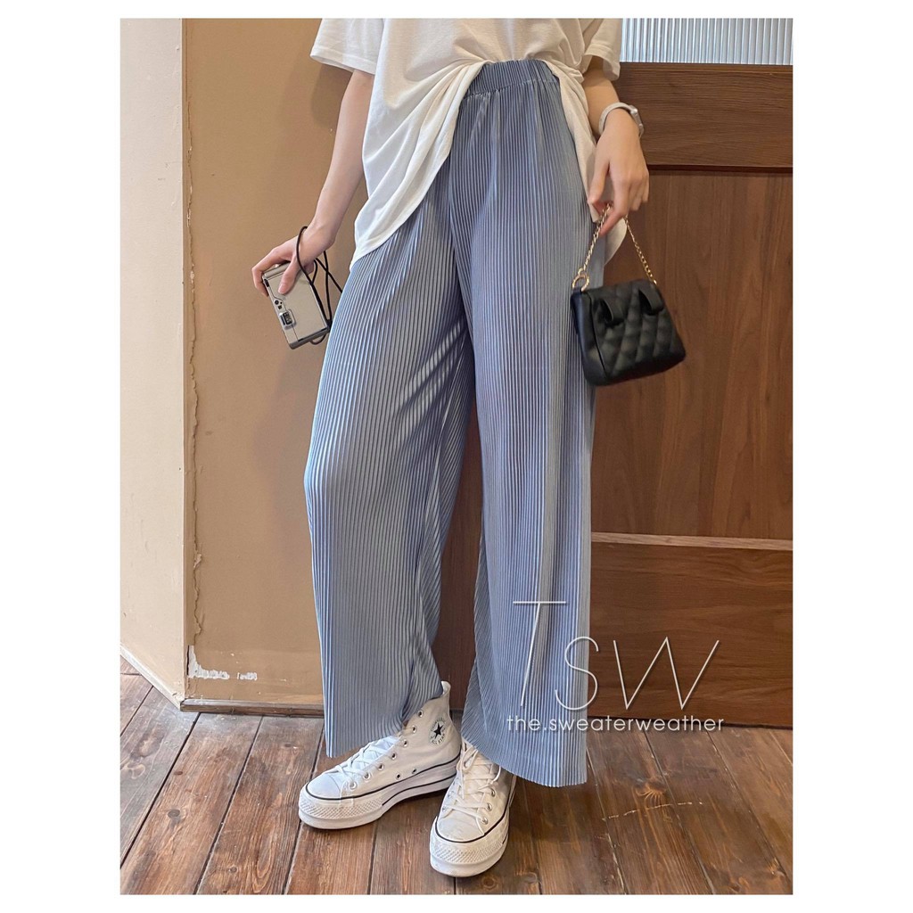 Quần culottes gân tăm bóng (Ảnh thật)