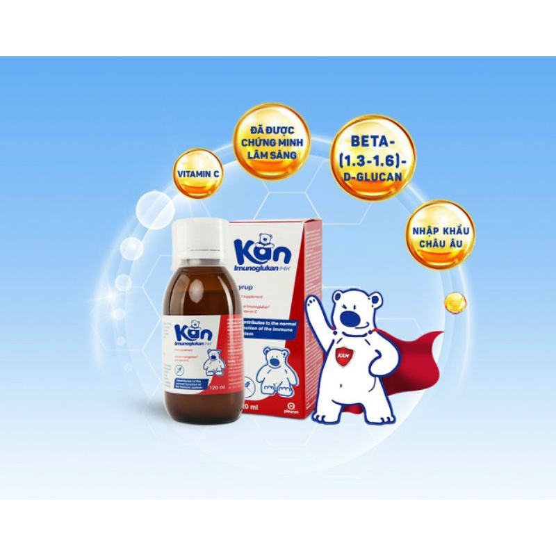 Siro Kan imunoglukan PH4 (chai 120ml) nhập khẩu châu âu - Tăng đề kháng, tăng miễn dịch cho bé yêu