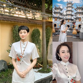 Đồ Lam Nữ Đi Chùa Vải Lụa Cao Cấp Lịch Sự