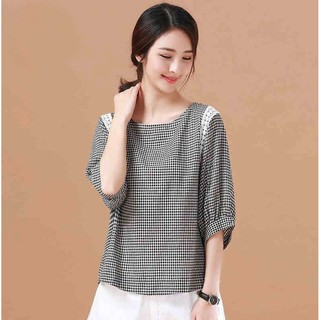 Áo kiểu SM119 karo Hàn Quốc mang lại vẻ đẹp quý phái cho chi em phù hợp đi làm , đi choi, nhẹ nhàng thanh lịch