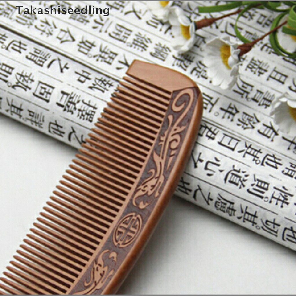 Bộ 0 Lược Gỗ Đào Tự Nhiên Mát Xa Da Đầu Chống Tĩnh Điện