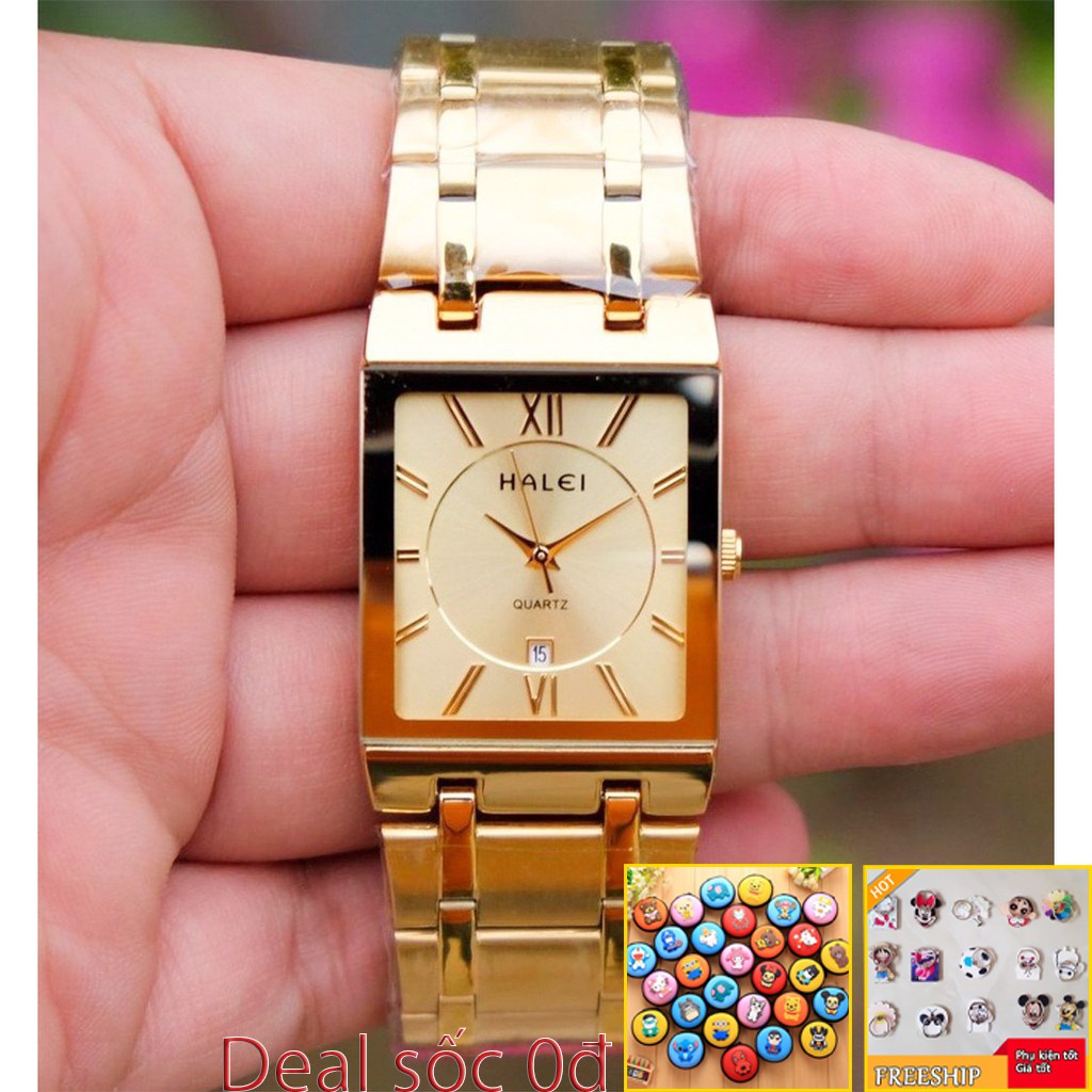 [Mã FAMAYFA2 giảm 10K đơn 50K] Đồng Hồ Nam HALEI 564M Cao Cấp Mặt Vuông Lịch Lãm + FREE Vòng Phong Thủy