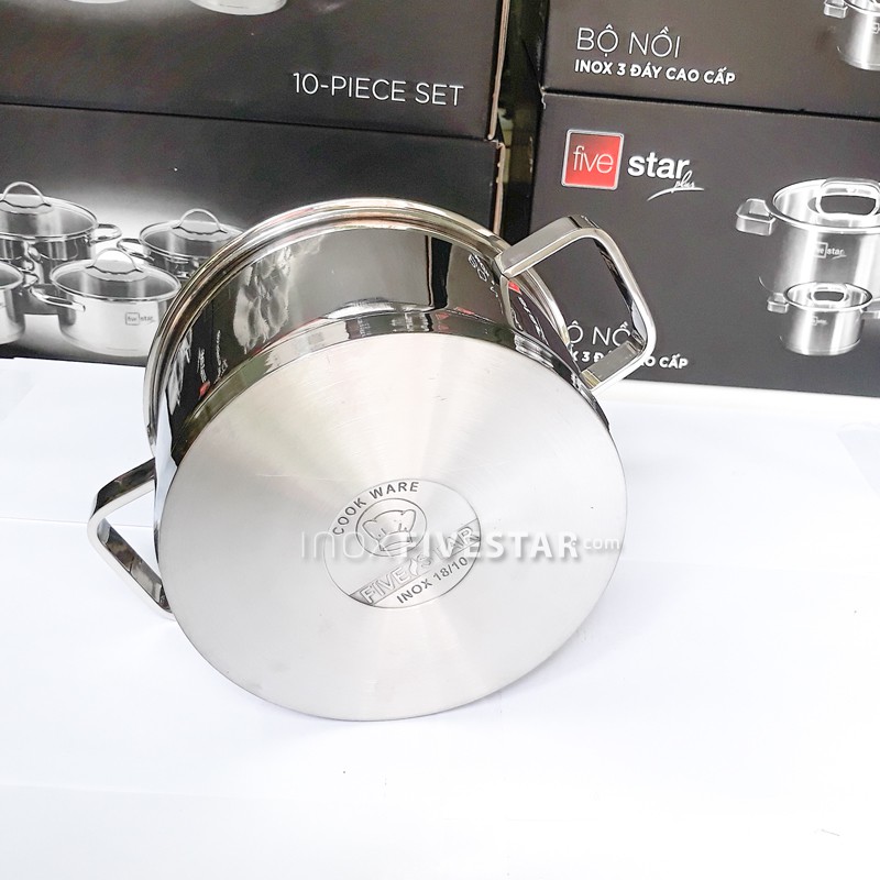 Nồi Inox 304 Fivestar 18cm Nắp Kính