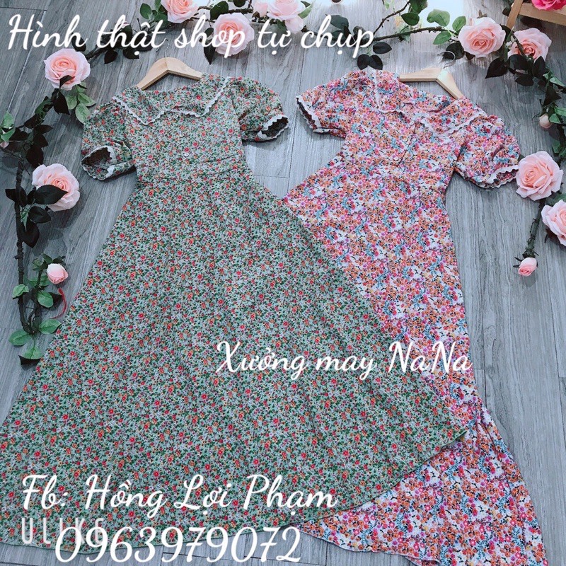 Đầm maxi hoa thiết kế viền ren có túi siêu xinh (hình thật+video) | BigBuy360 - bigbuy360.vn