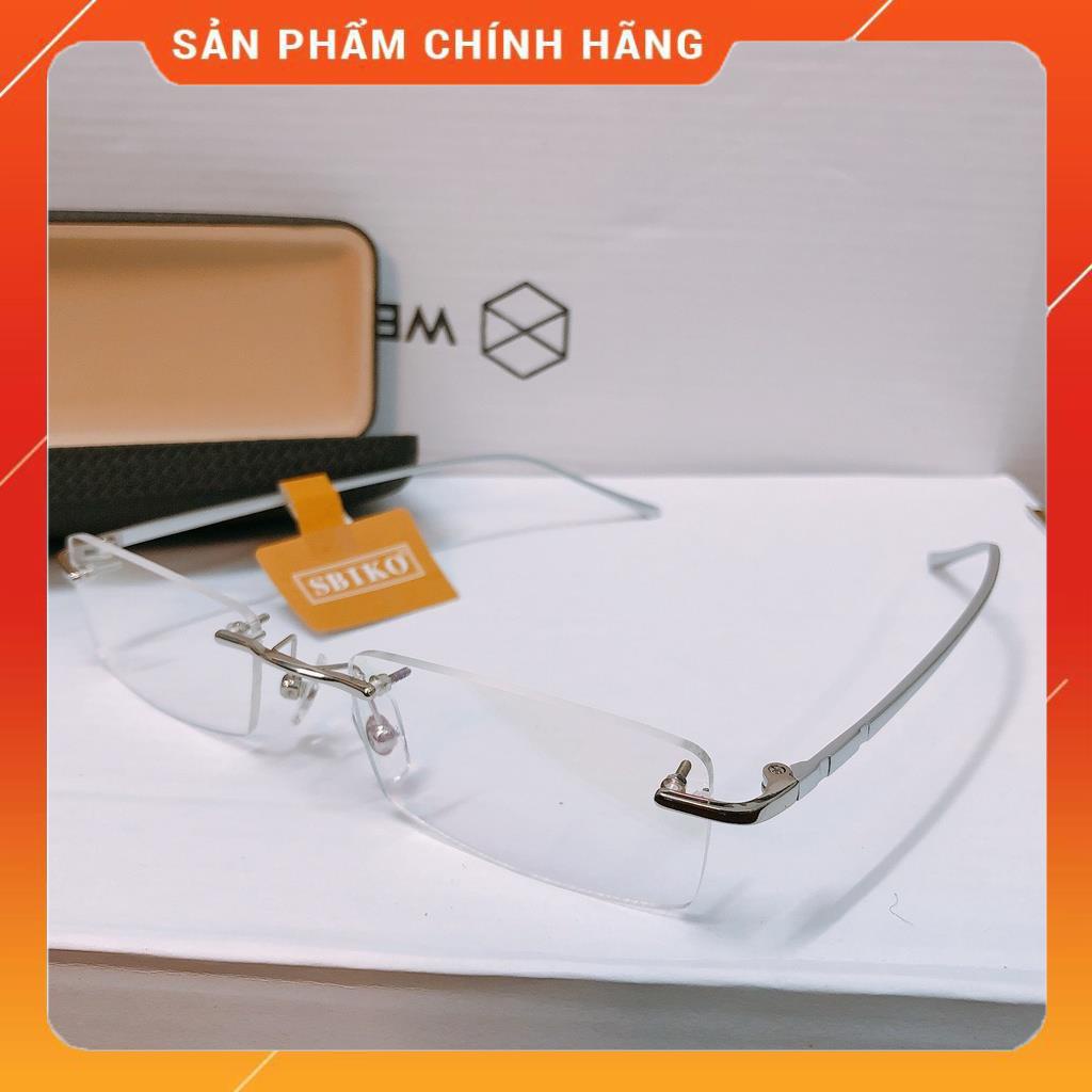 Gọng kính khoan bạc trắng Silver cực sang trọng siêu nhẹ đeo như không đeo êm ái không hằn da