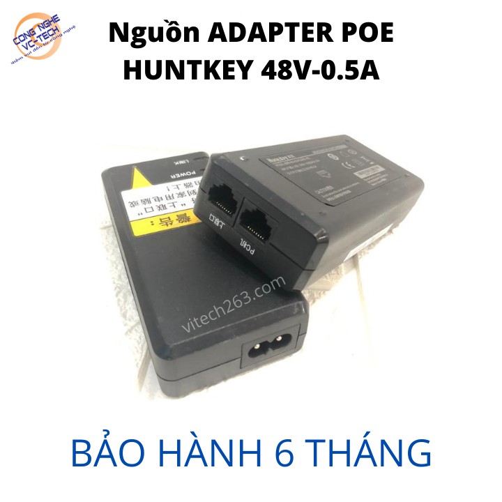 Nguồn Adapter POE HUNTKEY 48V-0.5A(Kèm dây nguồn số 8)-Giải Pháp TIẾT KIỆM CHI PHÍ dùng cho Camera IP