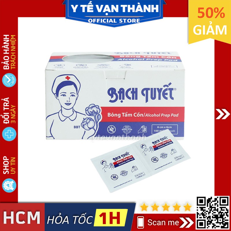 ✅ Gạc Tẩm Cồn- Bông Bạch Tuyết, (Cồn Miếng, Alcohol Pads) Hoặc Hiệu Thương Đương -VT0808 | Y Tế Vạn Thành