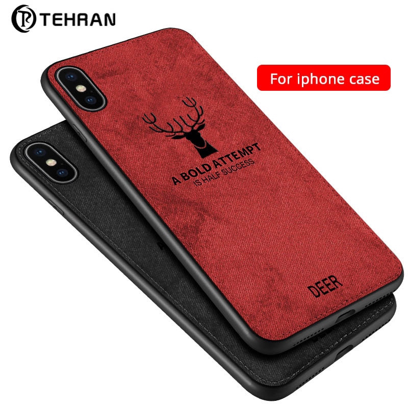 Ốp điện thoại chất vải hình sừng hươu độc đáo chống sốc IPHONE 6 7 8S PLUS X XS MAX