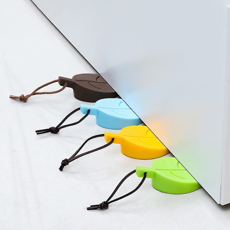 Miếng Chặn Cửa Hình Chiếc Lá Bằng Silicon 4 Màu