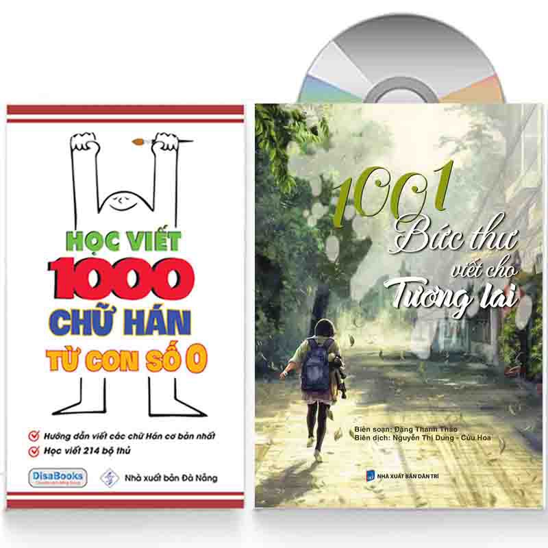 Sách - Combo: Học viết 1000 chữ Hán từ con số 0 + 1001 bức thư viết cho tương lai + DVD quà tặng