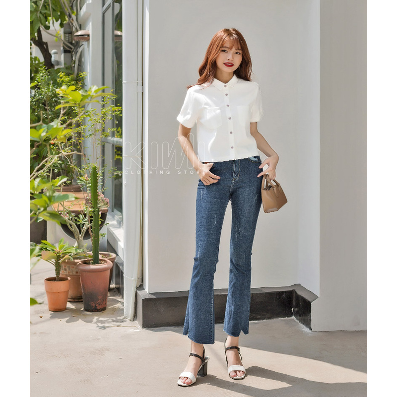 Áo Sơmi Croptop 2 Túi - AS20014