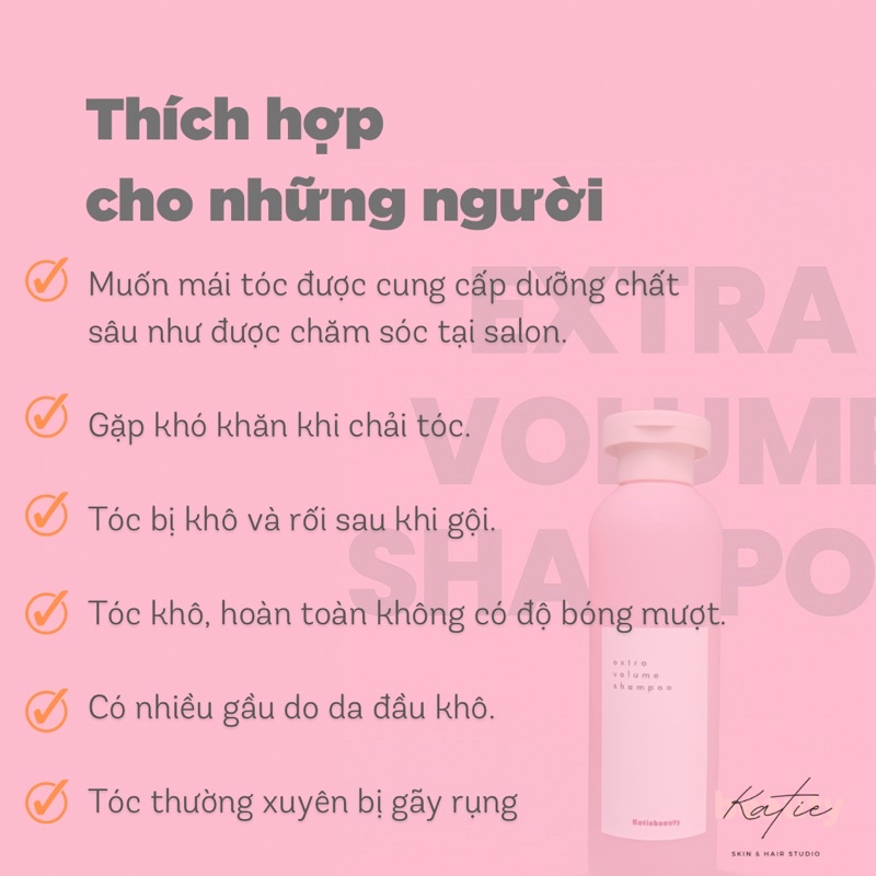 Extra Volume Shampoo 250ml Dầu gội hữu cơ tăng cường độ phồng cho tóc bóng mượt | KATIEBEAUTY