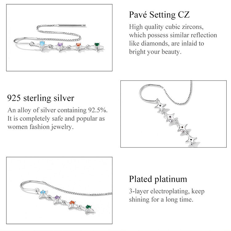 Đôi bông tai Bamoer bạc 925 đính đá zircon thời trang thanh lịch dành cho nữ