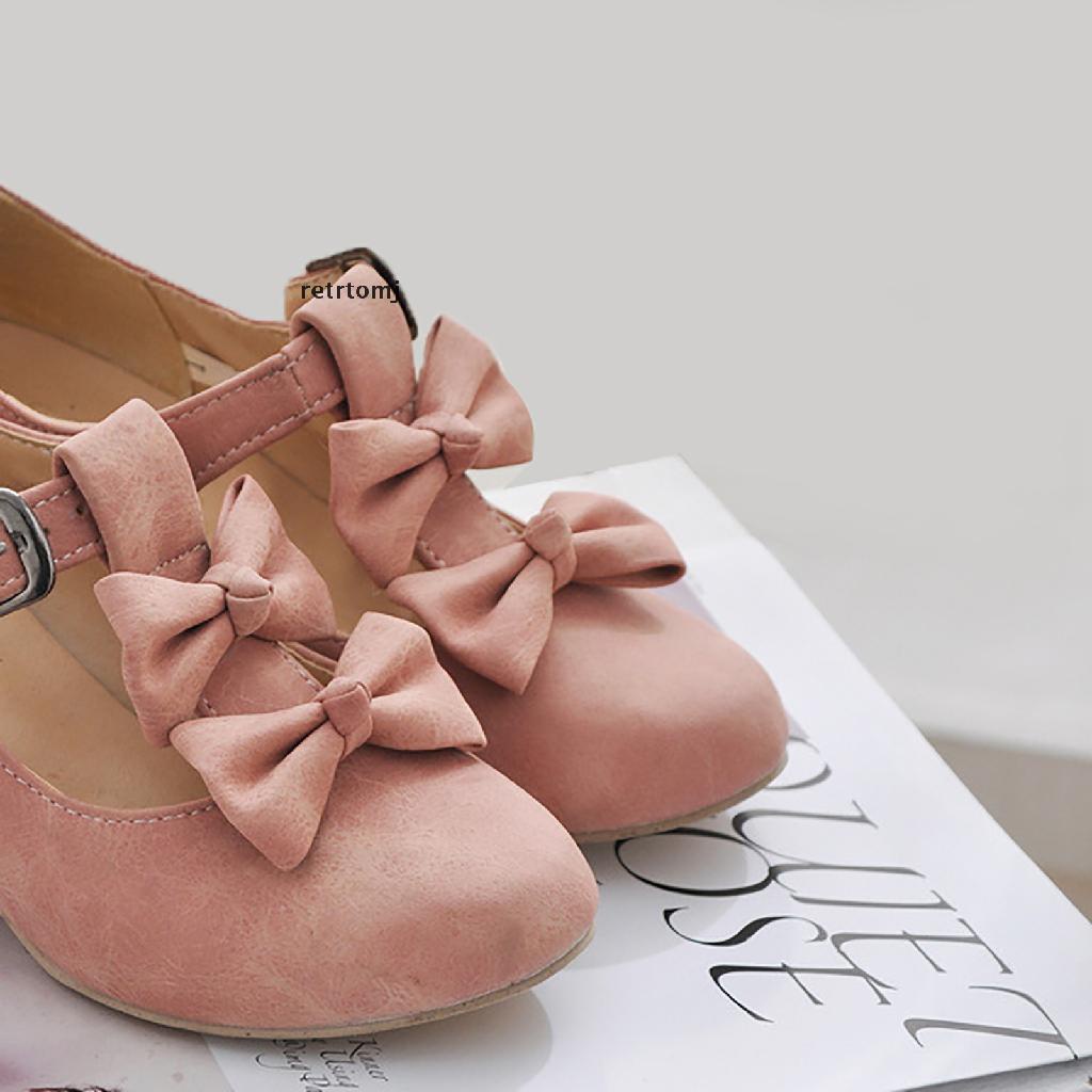 【to】 Womens Low Heels Cute Bowknot Lolita Mary Jane Shoes Round Toe Dress Pumps .