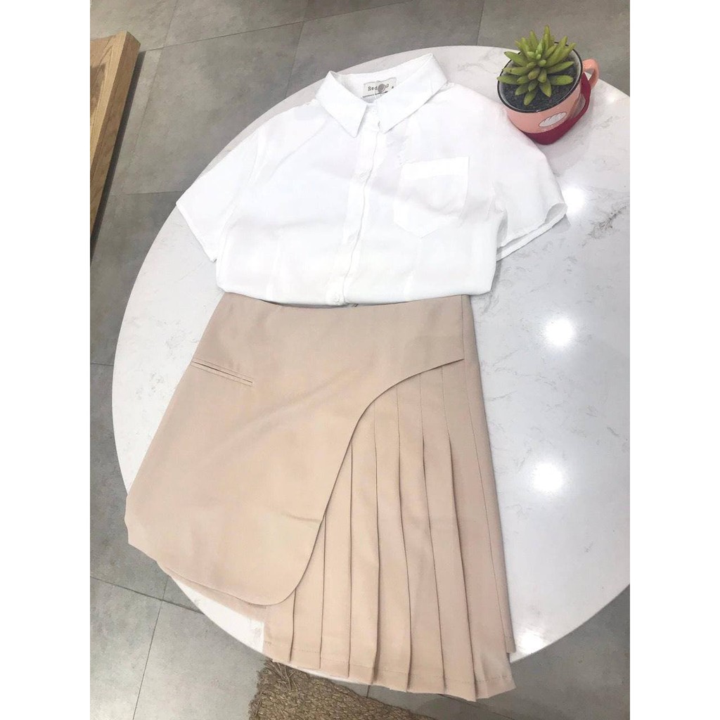 Chân Váy Xếp Ly Ngắn Dáng Chữ A Vạt Lệch Thiết Kế Cách Tân REDSHOP | BigBuy360 - bigbuy360.vn