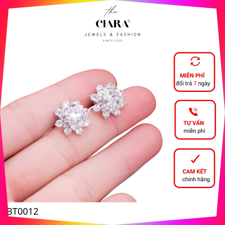 Khuyên tai nữ✨𝐌𝐀̂̃𝐔 𝐇𝐎𝐓 𝟐𝟎𝟐𝟏✨Bông Tai Nữ CIARA Bông Hoa Mạ Vàng Trắng 18K Kiểu Dáng Hàn Quốc, Sang Trọng - B-BT0012