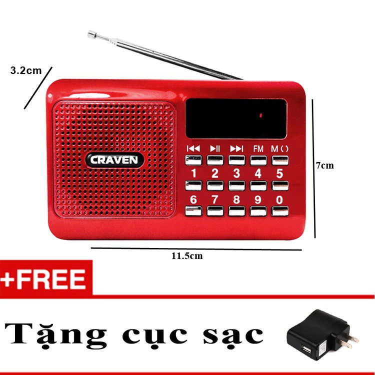 máy nghe đài FM hỗ trợ khe cắm thẻ nhớ và cổng usb, dùng để nghe pháp CARAVEN CR16