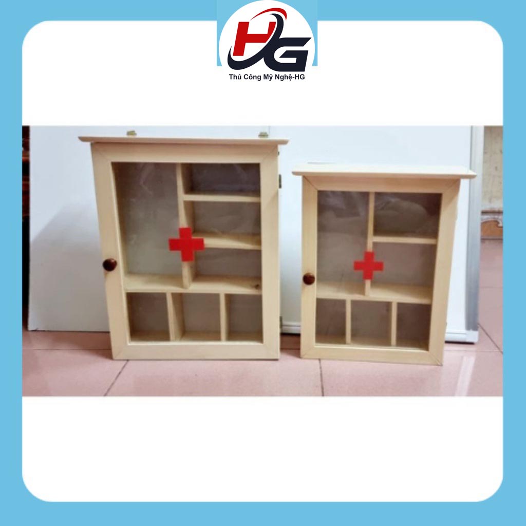 Tủ thuốc y tế bằng gỗ cao cấp thiết kế có mái phù hợp cho gia đình, công sở, trường học