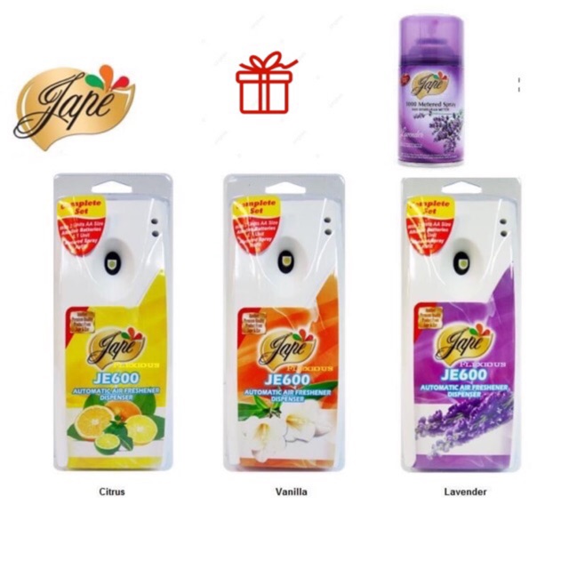 Máy Xịt thơm phòng Tự Động Jape 300ml (Hương lavender, Hương hoa cỏ, Hương Vani, Hương chanh, Hương hoa Anh Thảo)