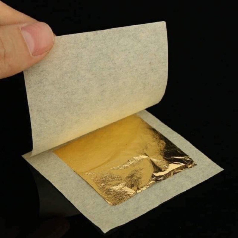 Com bo 10 miếng vàng lá 24k kích thước 8x8