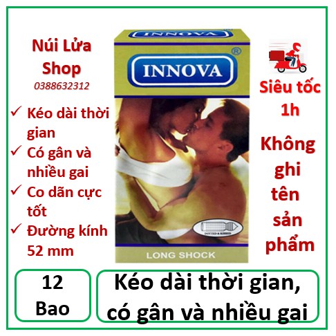 Bao cao su Innova Vàng, Gân gai, kéo dài thời gian, hộp 12 cái