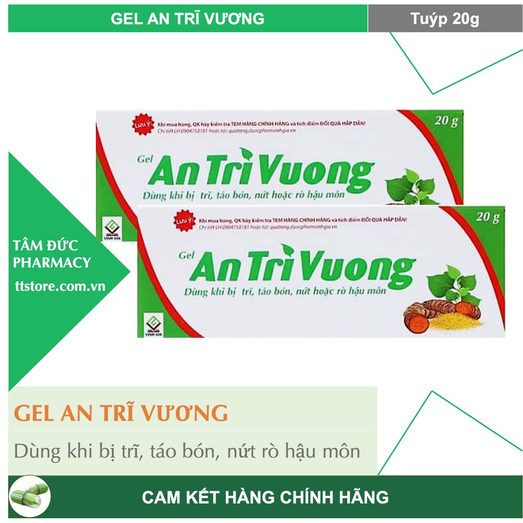 GEL AN TRĨ VƯƠNG [Tuýp 20g] - Dùng cho trĩ cấp, táo bón, nứt và rõ rỉ hậu môn