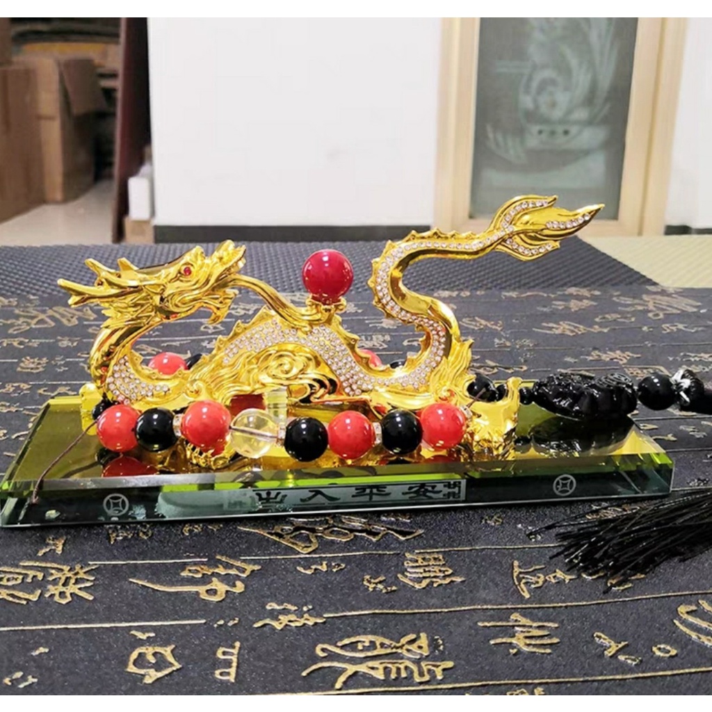 Tượng phong thủy rồng vàng nhả ngọc kiêm nước hoa trang trí nhà cửa, bàn làm việc, taplo ô tô cao cấp