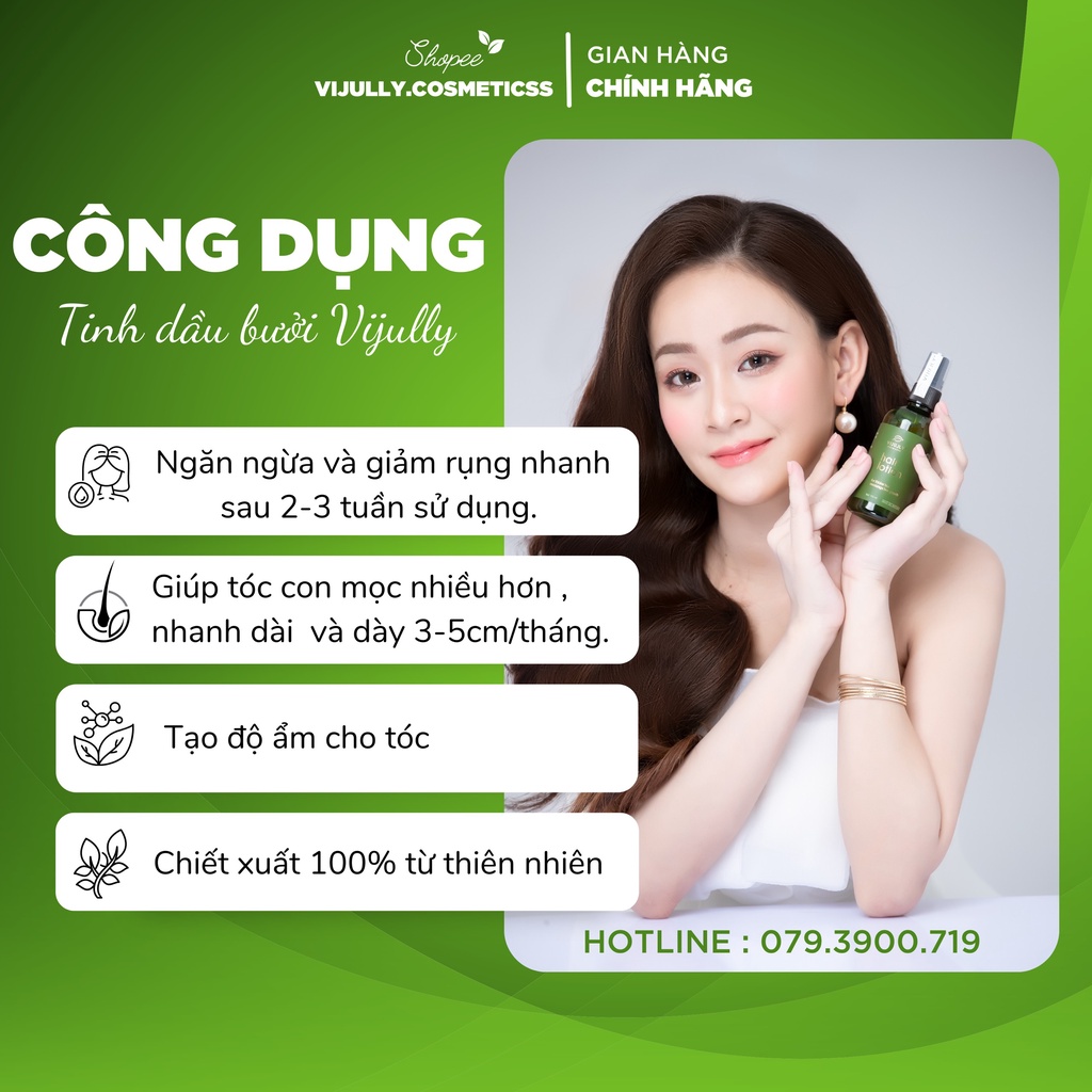 Combo 5 chai xịt tinh dầu bưởi Vijully chính hãng tiết kiệm giúp tóc nhanh dài, giảm rụng tóc ( tặng kèm quà xinh )