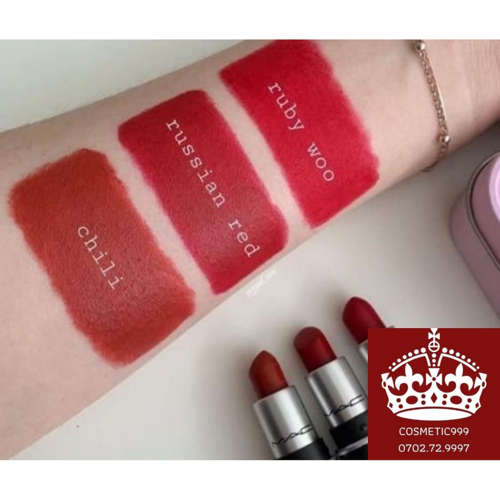 Son mac ruby woo chính hãng, son lì đỏ ruby, đỏ đất lâu trôi Cosmetic999