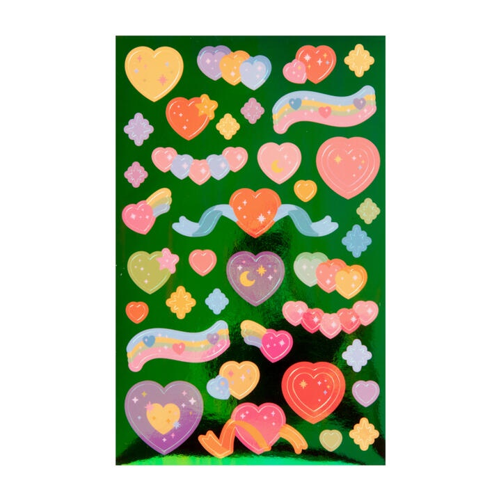 Set 2 Tấm Sticker ARTBOX Hàn Quốc Hình Trái Tim Phủ Màu Cực Quang Sáng Tạo